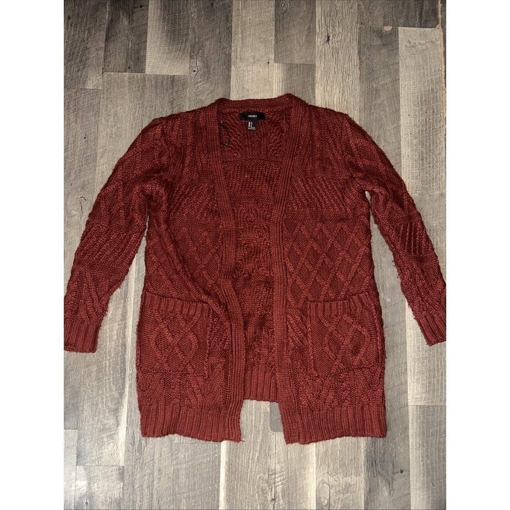 Forever 21‎ Thick Red Knitted Cardigan Size Small